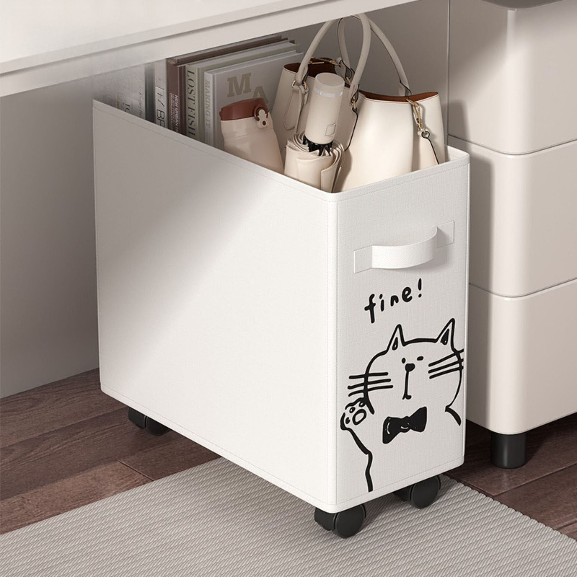 Office Supply Cart - Open Basket Under Desk Storage Cart