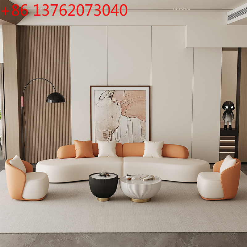 Office Furniture Store - Nordic Luxury Curved Sofa Modern Living
