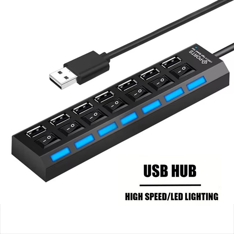 Office Supply Cart - 7 Port USB 2.0 Hub Splitter