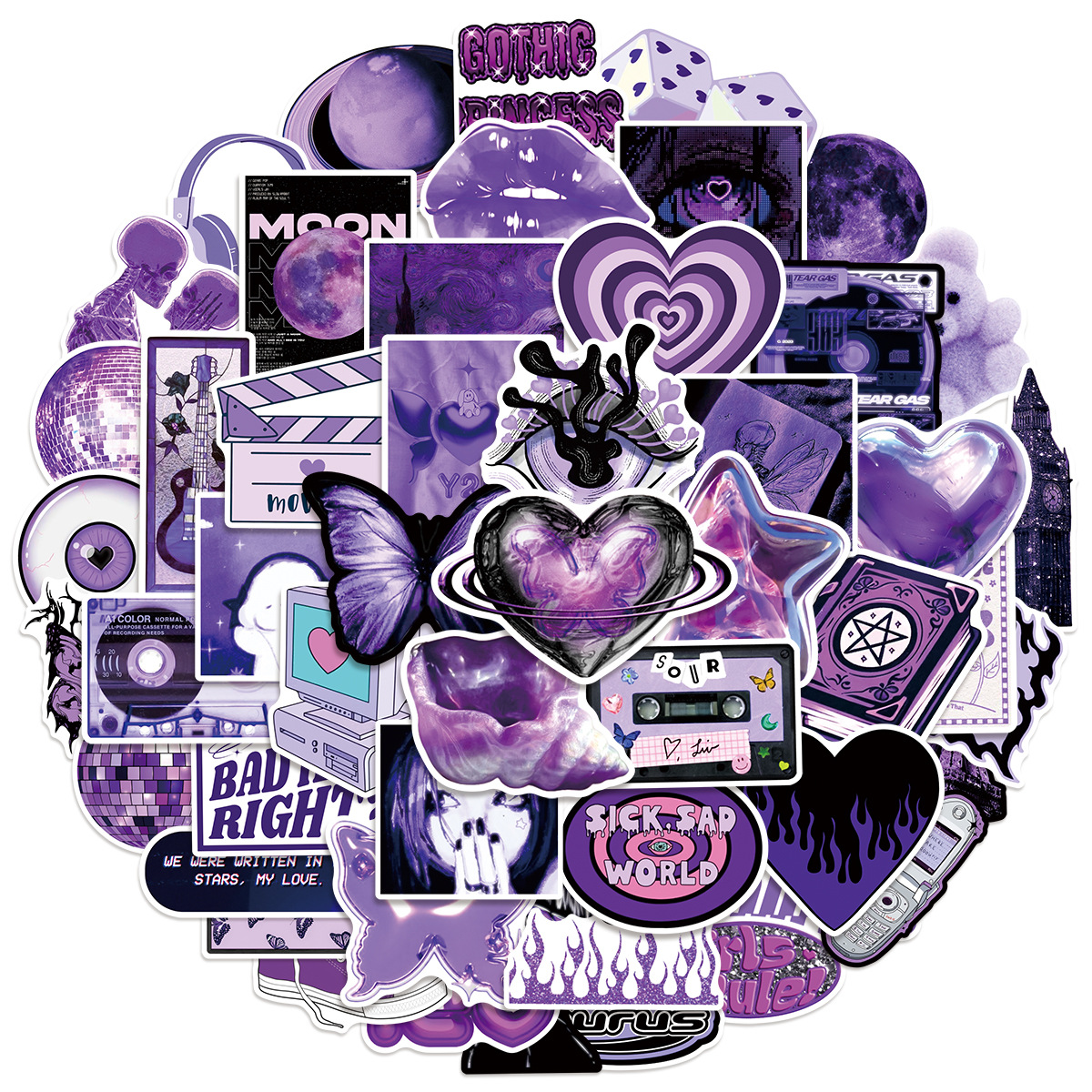 Office Supply Cart - 50/100Pcs Purple Y2K Girl Graffiti Sticker