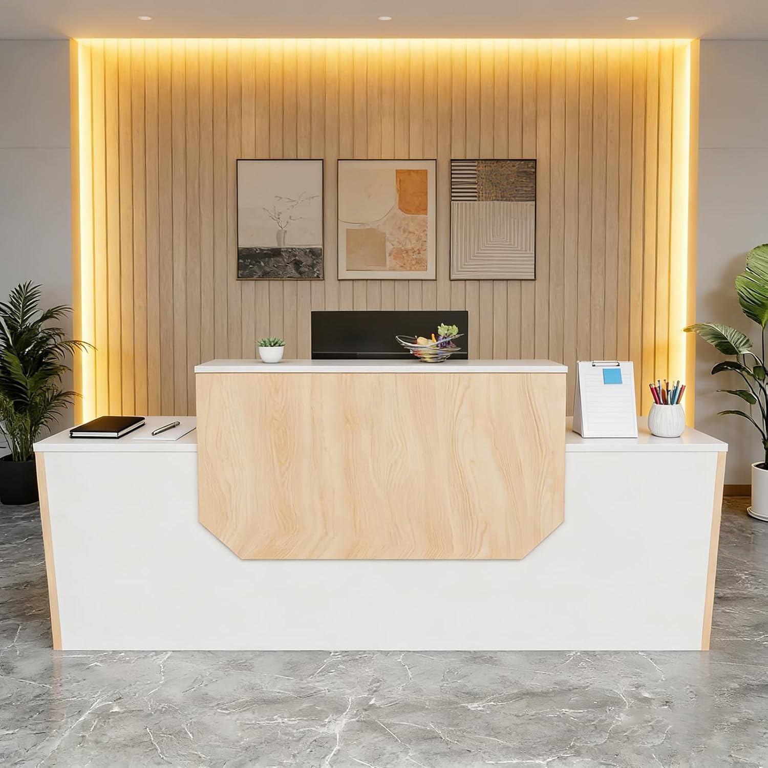 Office Furniture Store - Modern Black Office Reception Desk Counter,