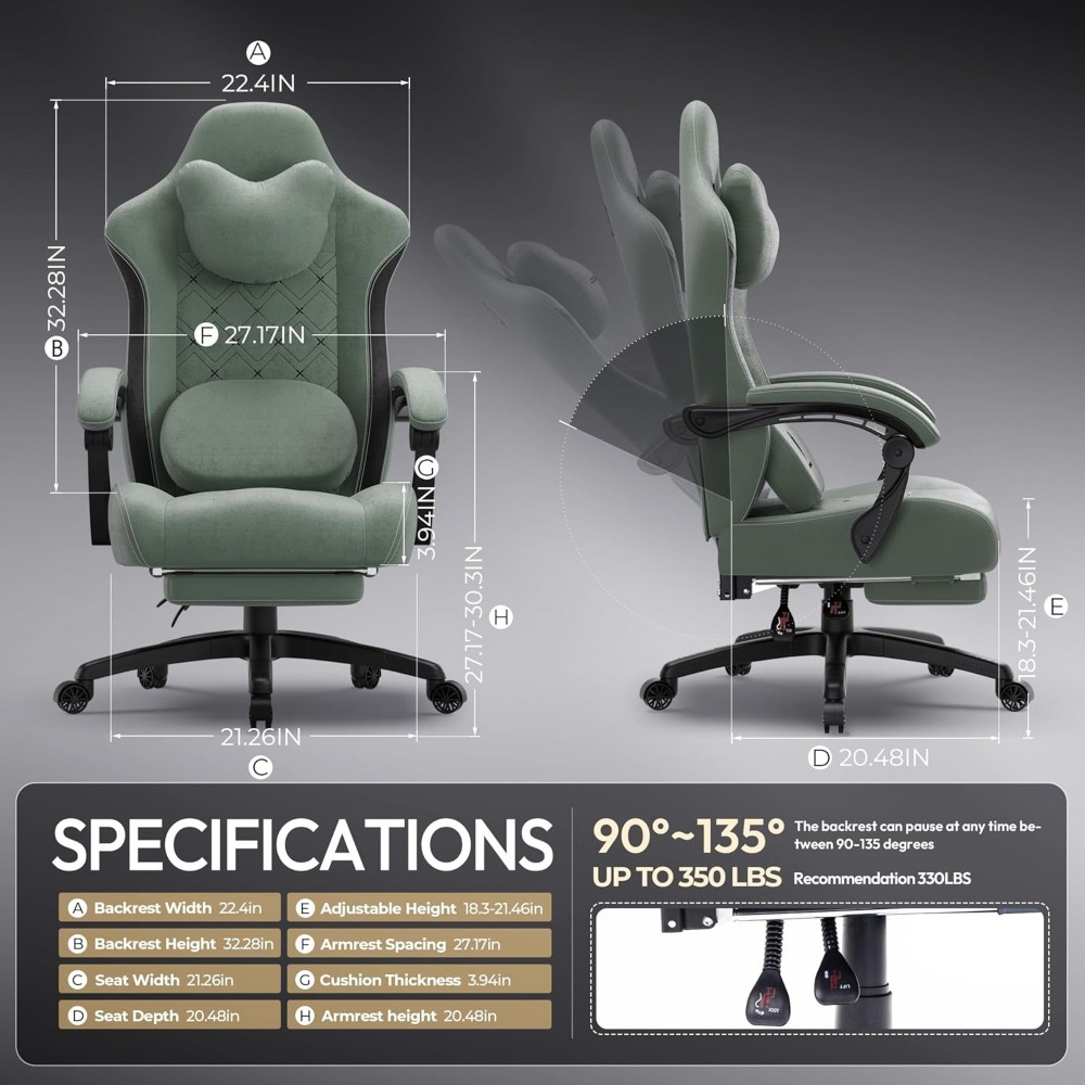 Office Furniture Equipment - Big and Tall Fabric Gaming Chair