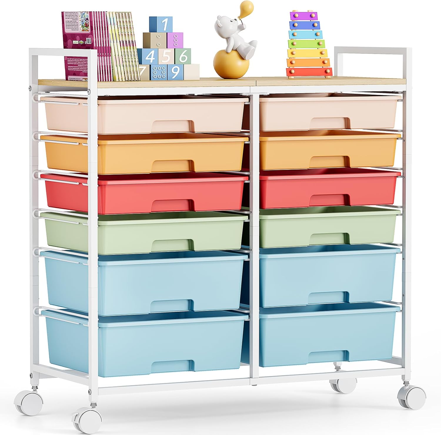 Rolling Storage Cart with 12 D - Office Supply Cart recensie en prijs