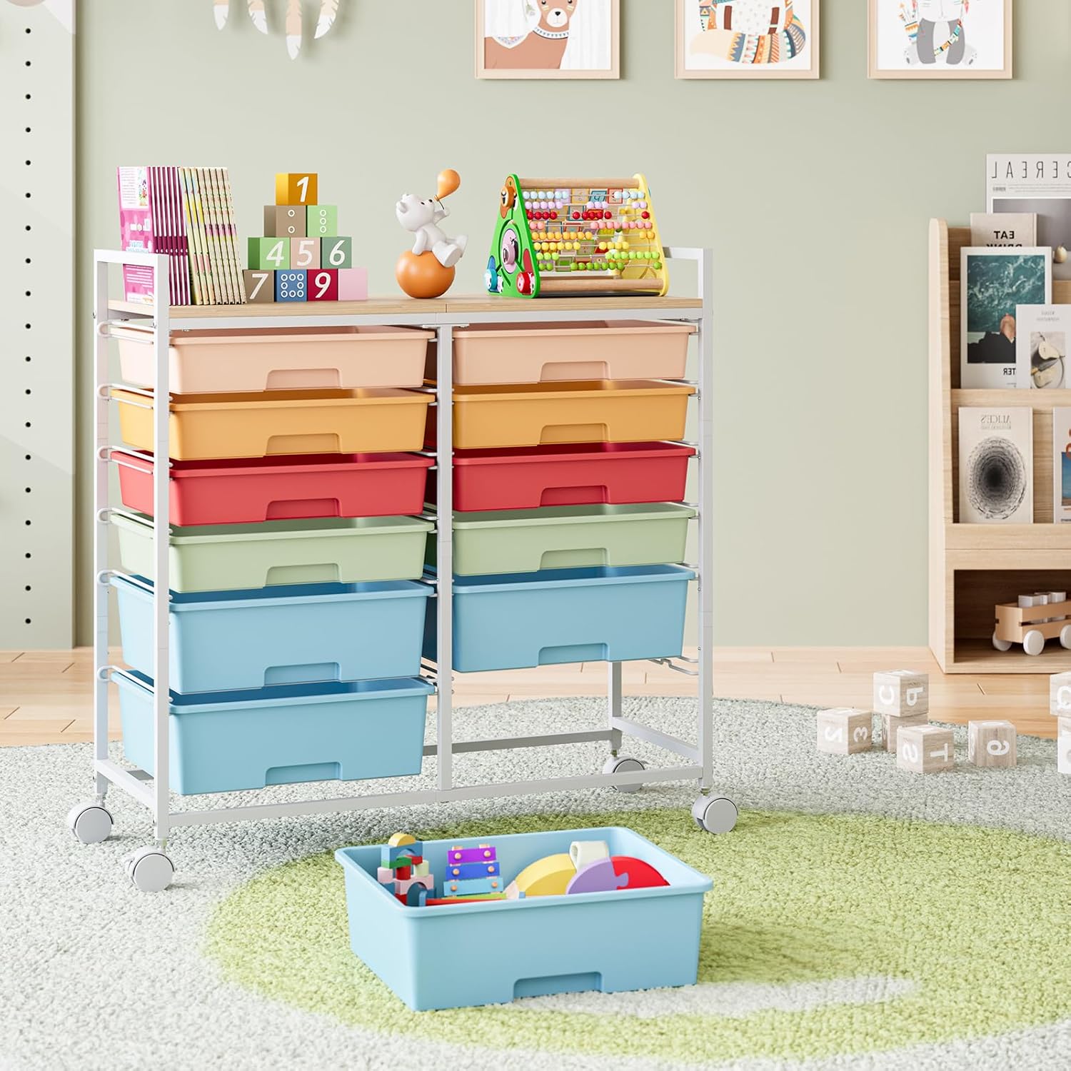 Rolling Storage Cart with 12 D - Office Supply Cart recensie en prijs