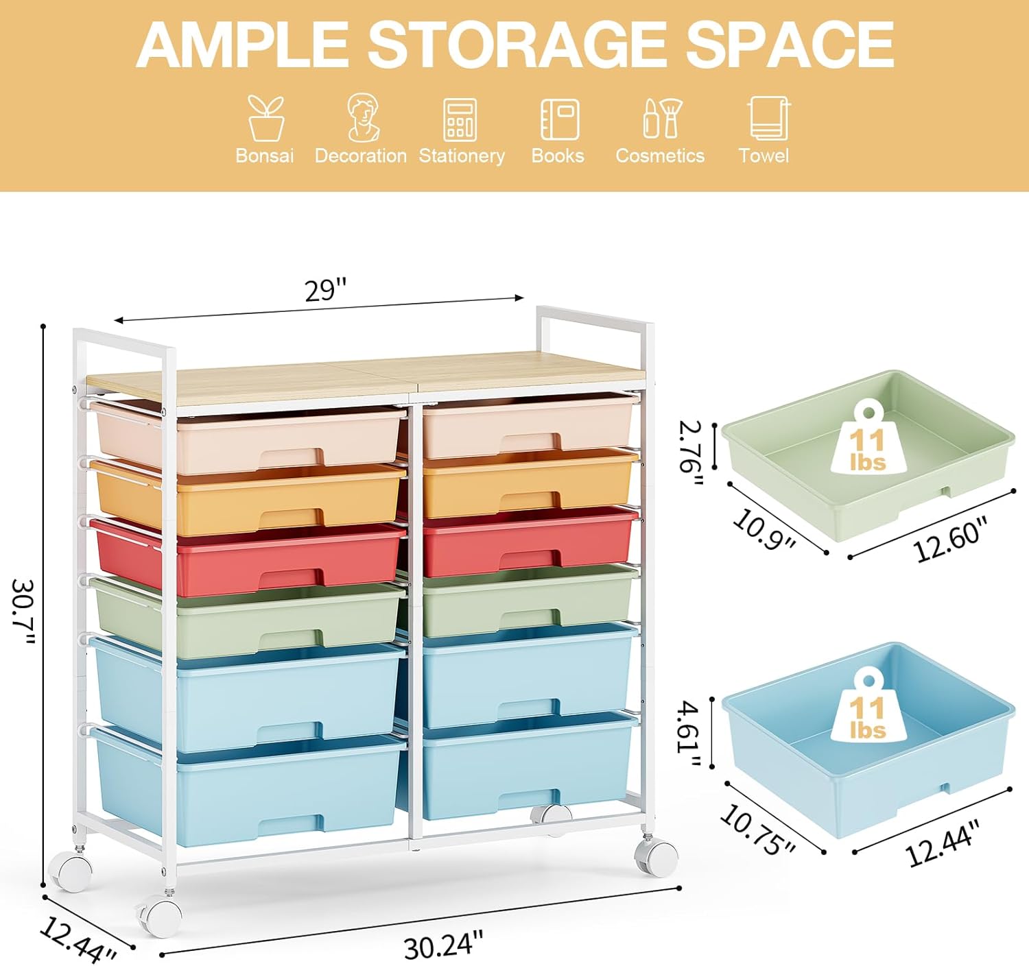 Rolling Storage Cart with 12 D - Office Supply Cart recensie en prijs