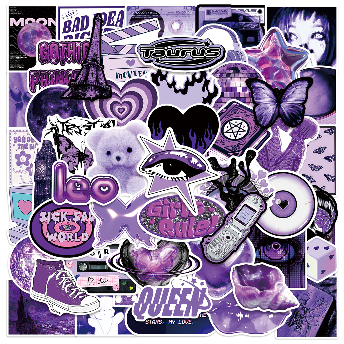 50/100Pcs Purple Y2K Girl Graf - Office Supply Cart recensie en prijs